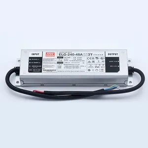 Meanwell ELG 75W 100W 150W 200W 300W 24V 12V 48V IP67 Strip Tegangan Konstan Dapat Diredupkan Suplai Daya Driver Led