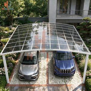 Auvent de voiture robuste en aluminium renforcé, enduit de poudre, imperméable, avec structure stable au vent, pour plusieurs véhicules, zones de stationnement extérieures - Product Image 2