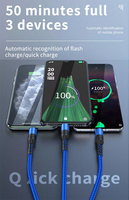 Usine en gros 3 en 1 5A câble en nylon charge USB rapide pour imprimantes de téléphones mobiles universels-câble de chargeur en cuivre pur