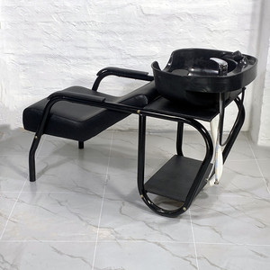 Fauteuil de lavage semi-inclinable moderne pour salon de coiffure avec bac en céramique personnalisé par le fabricant – Idéal pour la thérapie capillaire en salon de barbier - Product Image 2