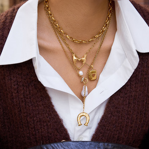 Collar de Acero Inoxidable con Colgante de Corazón de la Amistad, Joyería Temática, Diseño Geométrico, Origen Yiwu - Product Image 2