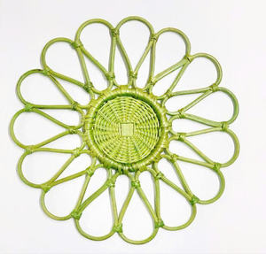 New Design Brown Rattan Bohemian Eco-Friendly <b>Placemat</b> Charger Handwoven Flower Patterned <b>Coaster</b> <b>Set</b> Wedding Table Decoration - Product Image 5