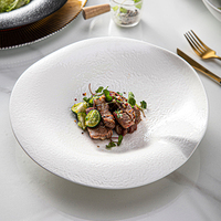 Assiette à soupe en porcelaine mate givrée, vaisselle en céramique, assiettes blanches irrégulières, ensemble de vaisselle de mariage, hôtel et restaurant