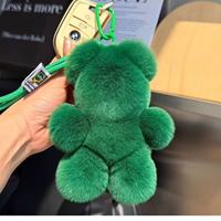 Nouveau porte-clés ours mignon et tendance, pendentif en fausse fourrure de lapin douce et écologique, breloque de sac à main, cadeaux d'anniversaire