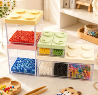 Boîte de rangement empilable en blocs transparents en plastique pour fournitures de bureau, épices, aliments pour animaux, petites pièces