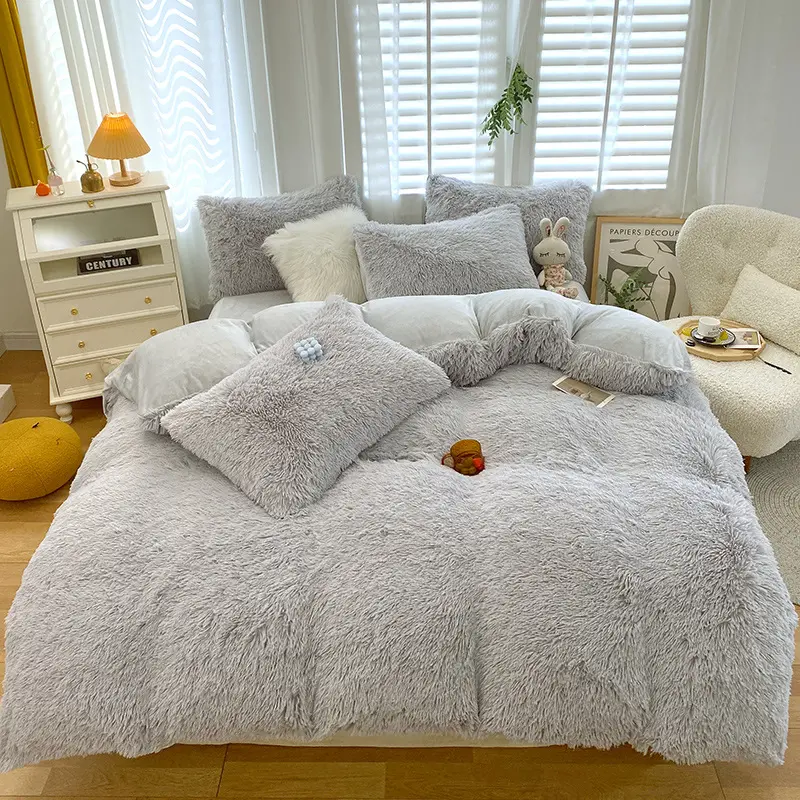 UBEST Hot Sale Fluffy Bedding Sets Luxury Custom Fluffy Faux Fur Winter Plush Bedding Sets