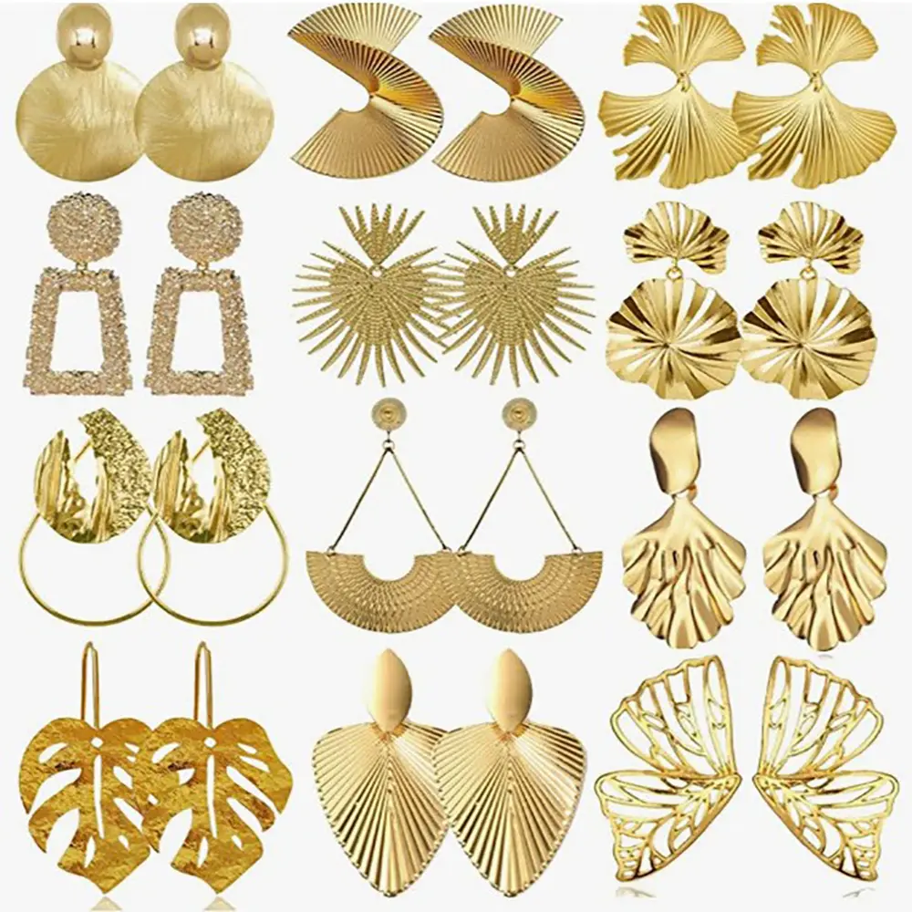 New Arrival Fashion Jewelry Metal Popular New Fashion Circular Plate Exaggerate Fashion Geometry 18K Gold Drop Earrings