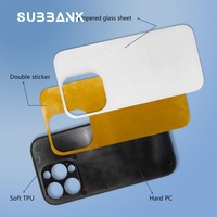 Subbank New Sublimation Blank 2D TPU PC Coque de téléphone en verre trempé pour iPhone 14 Pro Matière plastique