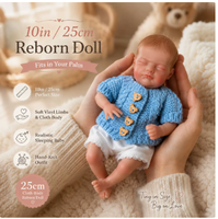 10 Zoll Mini Reborn Babypuppe, Lächelndes Gesicht Vinyl Kleine Säuglingspuppe, Realistisch Bemalter Kopf Simulations-Mini-Spielzeug für Kinder