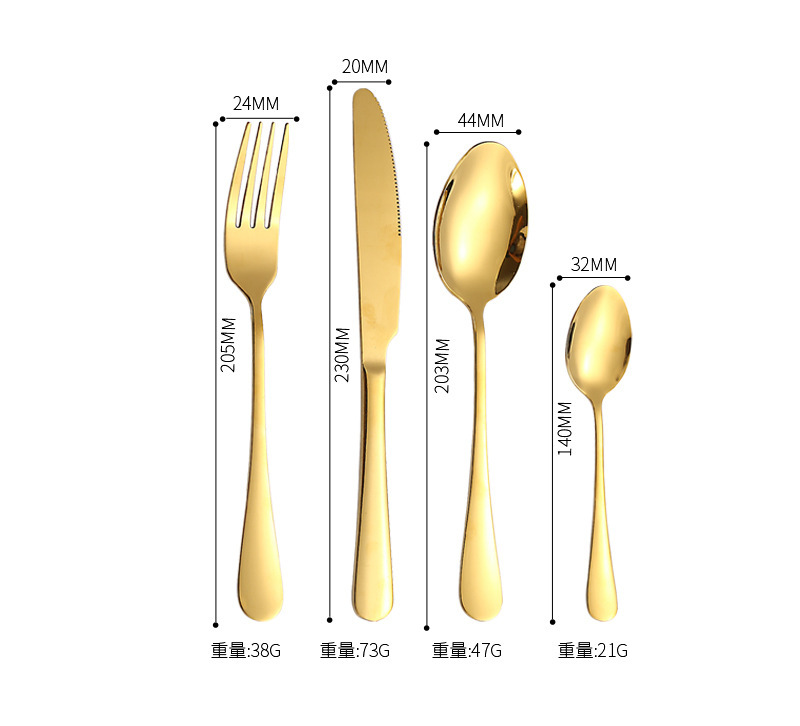 Customizable 24-Piece Luxury Modern Stainless Steel 18/0 Flatware Set Mirror Gold Polishing Wedding Knife Spoon Fork · image 3