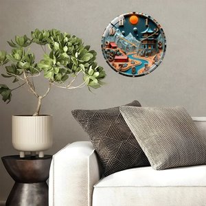 Orologio <span class=keywords><strong>da</strong></span> <span class=keywords><strong>Parete</strong></span> Industriale in Vetro <span class=keywords><strong>da</strong></span> 12 Pollici con Dettagli Rustici in Metallo e Finitura Invecchiata - Product Image 4