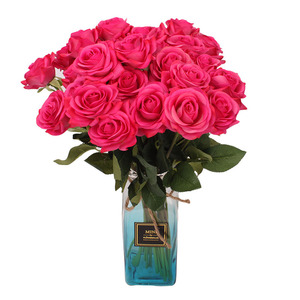 Fleurs de mariage artificielles <span class=keywords><strong>en</strong></span> soie à toucher réel, rose à <span class=keywords><strong>tige</strong></span> unique, décoration artisanale - Product Image 1