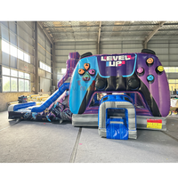 Château Gonflable Commercial Personnalisé pour Gamers : Combo Toboggan et Structure de Jeu pour Enfants