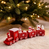 Rot-Weißer Weihnachtszug-Set Mini-Lokomotive mit Schneemann- und Bärenfiguren Desktop-Dekoration für Weihnachtsfeier und Feiertagsdekoration