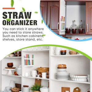 Acrylic Straw Holder with Double Sided Adhesive Tape Reusable Tumbler Straw Organizer Storage <b>Container</b> for Counter Cabinet - Product Image 4