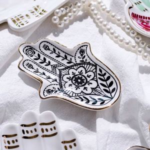 Jewelry <b>Ring</b> Dish Ceramic Hamsa Evil Eye Hand of Fatima Holder Key Trinket <b>Plate</b> Bowl - Product Image 4