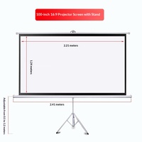 Écran de projection portable 100 pouces 16:9 avec trépied, pour extérieur, montage mural, pour cinéma maison, école, salle de réunion