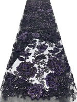 Tissu en dentelle douce de luxe à sequins et perles marron pour robes de mariée et broderies