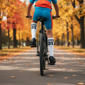 Chaussettes de sport colorées à motifs, logo personnalisable, compression et respirabilité pour la saison cycliste d'automne des garçons, numéro 01 - Product Image 3