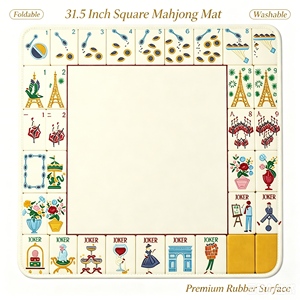 <b>Foldable</b> Washable Luxury 31.5 Inch Square Mahjong Mat Rubber <b>Game</b> <b>Table</b> Cover for 4 Players Home Party - Product Image 1