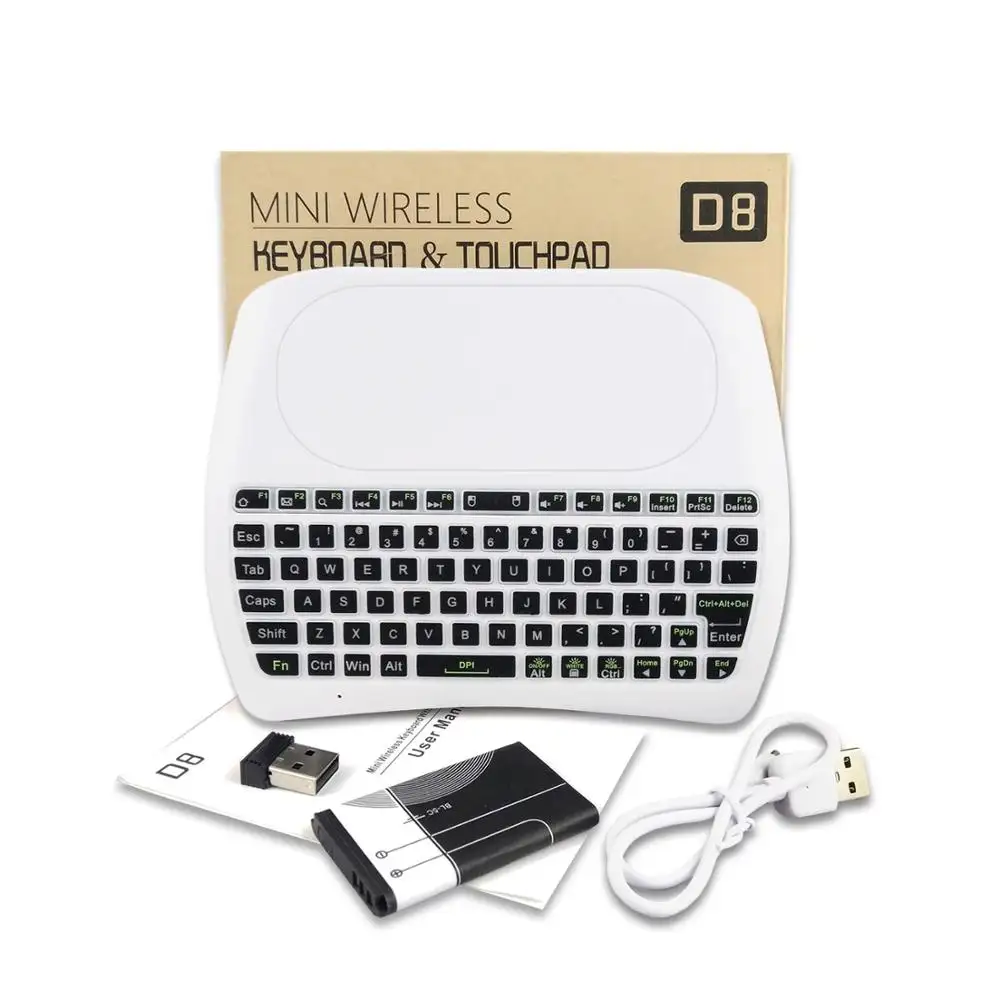 डी 8 मिनी कीबोर्ड एलईडी गेमिंग backlight के लिए टचपैड एंड्रॉयड स्मार्ट टीवी लैपटॉप यांत्रिक कीबोर्ड
