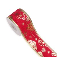 Ruban en polyester de luxe de 5 cm avec bordure filée pour nœuds d'arbre, fabrication de couronnes, guirlandes, décorations de fête de Noël, 10 yards/rouleau