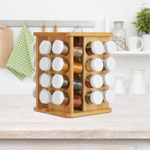 Estante para Especias de Bambú de Doble Nivel y Rotación de 360 Grados de Alta Calidad Addreen, Ahorra <span class=keywords><strong>Espacio</strong></span> en la Cocina, Capacidad para 32 Frascos de Especias - Product Image 6