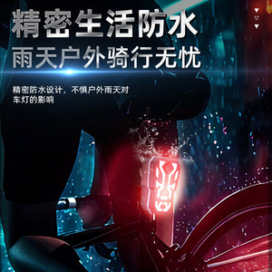 Feu arrière de vélo personnalisé CB-18196 LED rechargeable étanche IPX4 4 modes noir kaki gris plastique pour VTT et trottinette - Product Image 2