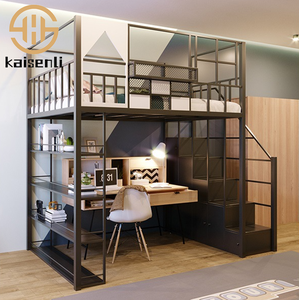 Litera de Acero Kaisenli con Escritorio Superior y Estantería Lateral, Ideal para Hostales Juveniles, Hoteles Comerciales y Cápsulas de Dormir - Product Image 1