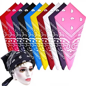 Lot de 12 bandanas promotionnels en polyester 100 % motif cachemire, disponibles en 23 couleurs - Product Image 1