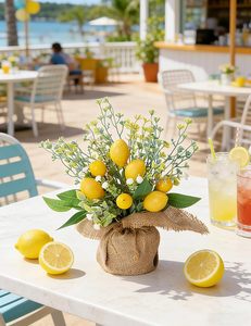 Bouquet de fleurs artificielles en forme de citrons dans un sac en toile de jute, pour égayer votre intérieur et votre extérieur, <span class=keywords><strong>d</strong></span>écorations pour la maison - Product Image 2