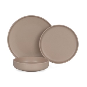 Skandik Pepper Sand Plates <b>Set</b> Of 18 <b>Dinnerware</b> <b>Set</b> - Product Image 1