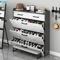 Moderner Minimalistischer Ultradünner Dreischichtiger Konvertierbarer Schuhschrank, Wohnmöbel für Eingangsbereich, Wohnzimmer, Apartment, Hotel
