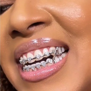 Hip-Hop 8 Teeth Real <strong>Gold</strong> Plating Braces Micro Inlay Love Diamond Cross-Border Halloween Jewelry - Product Image 5