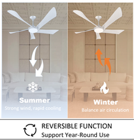 Ventilateur de plafond LED 54 pouces à haut rendement énergétique, ventilateur de plafond BLDC en cuivre pur avec lumière LED et télécommande, vente en gros d'usine
