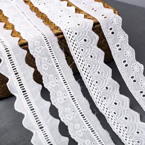 New Ivory Chemical Guipure Cupion Broderie Anglaise African Lace Trims For Wedding Dress