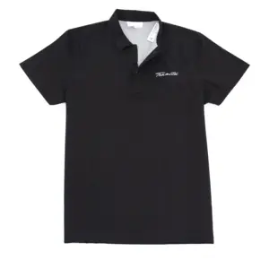 새로운 디자인 폴리 에스터 스판덱스 레저 블랙 남성 짧은 소매 폴로 하와이 셔츠
