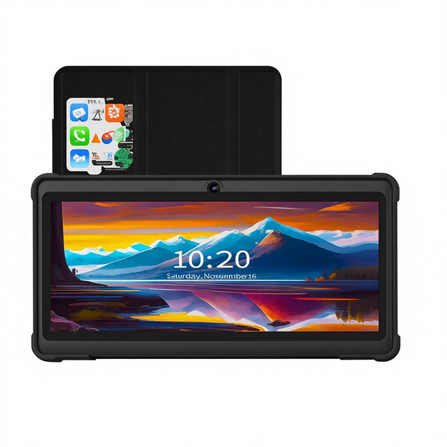 VOLENTEX 7-Inch Quad Core Android 13 Tablet 32GB ROM WiFi for Dual Camera USB-C Touch Screen IPS HD Display Army Green for