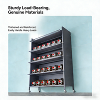 Armoire de rangement multi-niveaux en acier au carbone grande capacité avec portes cannelées anti-poussière, roulettes pivotantes verrouillables, étagère de rangement