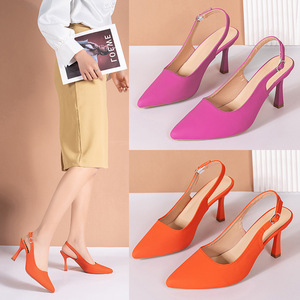 Nouvelles chaussures d'été pour femmes en PU respirant, coupe basse, talon haut, bout rond, sexy, tailles 2-21 - Product Image 1