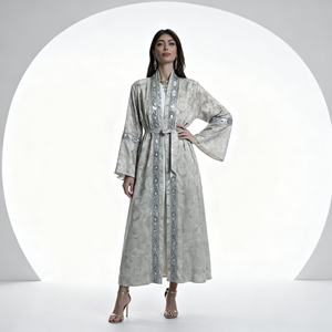 Robe Abaya en polyester avec dentelle imprimée élégante sur mesure pour femmes musulmanes, occasions de mariage - Product Image 3