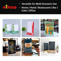 NIHAO Présentoir de Menu LED pour Boissons, Support de Menu en Acrylique LED Premium avec Chargeur Sans Fil, Enseigne Lumineuse pour Restaurant et Bar