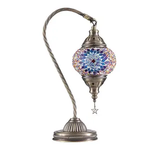 Luminária led de mesa estilo mosaico, 3 cores, feita à mão, pescoço, lateral da cabeceira, turco, marrocos, para mesa de vidro