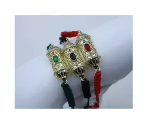 컬러 큐빅 지르코니아 14K 골드 도금 녹색 장식 돌 중공 원형 보석 소녀 매력 짠 자수 팔찌