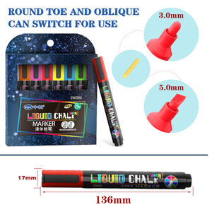 Sw086 cho đảo ngược tip phẳng chất lỏng Chalk <span class=keywords><strong>Markers</strong></span> không độc hại nước dựa trên nghệ thuật xóa được Bút Đánh Dấu <span class=keywords><strong>8</strong></span> màu sắc thiết lập bảng đen thủy tinh - Product Image 3