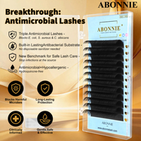 Abonnie 003 005 Extensions de cils noir mat, marque privée, courbures C CC D DD LJ LC UJ UC, plateaux de cils en velours, extensions de cils en cachemire