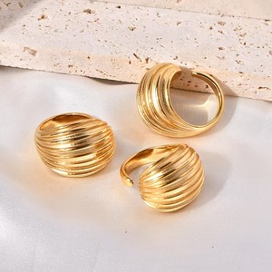 Estilo europeo y americano ins moda personalidad simple nicho textura anillo en capas Diseño temperamento anillo abierto chapado en oro - Product Image 3