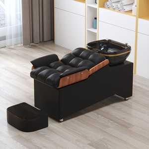 White Black Semi-Reclining Wood Shampoo Chair Portable Modern Design Ceramic Basin Salon Furniture for Beauty Salons - Product Image 6
