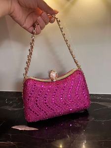 Wholesale Polyester Fashionable Rhinestone-encrusted Evening Clutch <strong>Bags</strong> Luxury Women's <strong>Sparkling</strong> Party Chain Shoulder <strong>Bag</strong> - Product Image 2