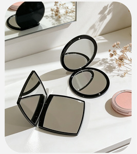 D counter gift: <b>Square</b> makeup small <b>mirror</b> for touch-ups, black frosted, portable large double-sided <b>mirror</b> - Product Image 5